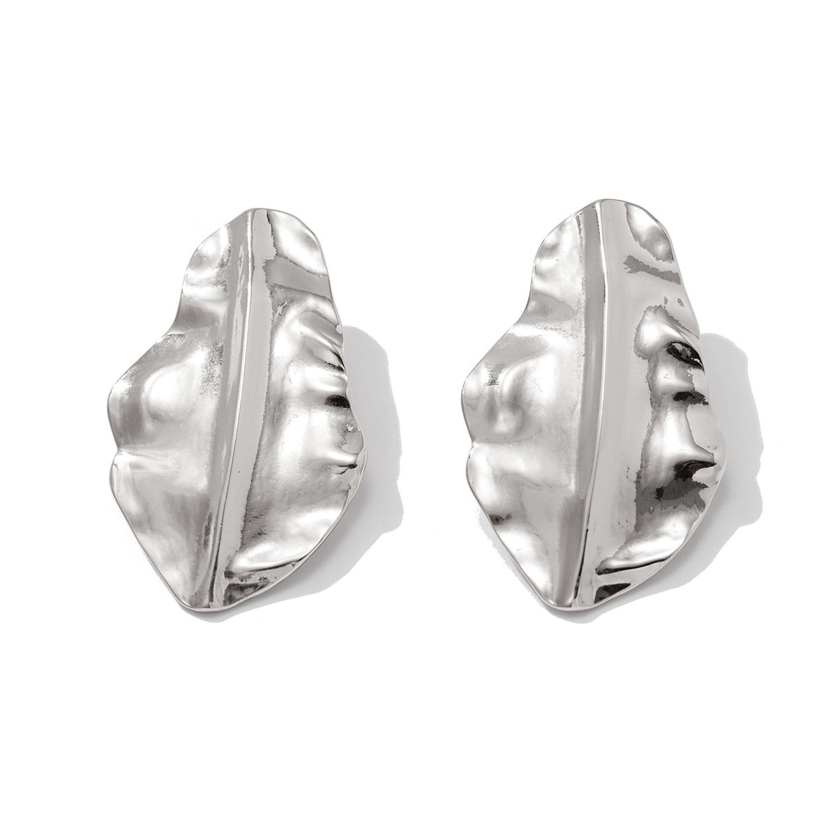 Asymmetrical Flowers Stud Earrings For Women In Zinc Alloy With Golden Plated Electroplated Finish