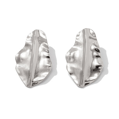 Asymmetrical Flowers Stud Earrings For Women In Zinc Alloy With Golden Plated Electroplated Finish
