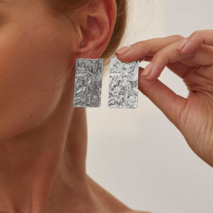 Asymmetrical Flowers Stud Earrings For Women In Zinc Alloy With Golden Plated Electroplated Finish