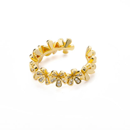 Flower Ring For Women Featuring 18K Real Gold Plated Copper In Elegant Golden Finish