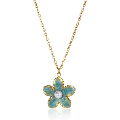 Flower Necklace For Women Featuring PVD Coated 18K Real Gold Plated 304 Stainless Steel