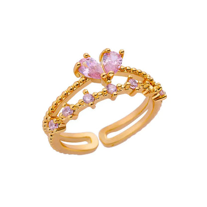 Heart Shape Ring For Valentine’s Day Featuring 18K Real Gold Plated Copper With Zircon Inlay