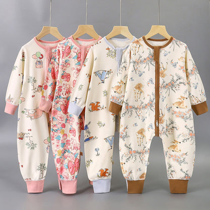Cartoon Cotton Sleep Sack For Boys, Moisture Wicking Baby Romper Suitable For Spring