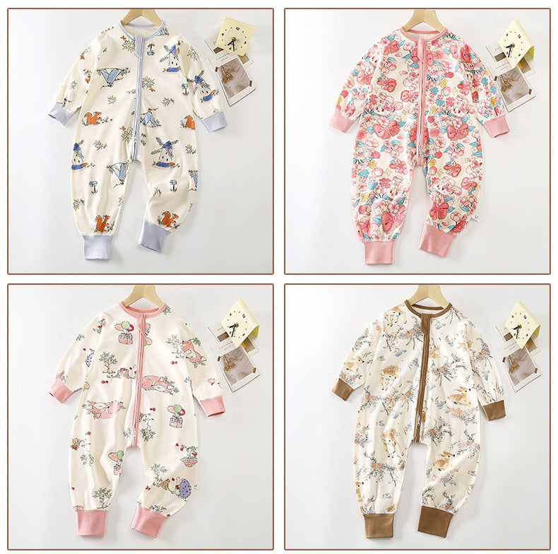 Cartoon Cotton Sleep Sack For Boys, Moisture Wicking Baby Romper Suitable For Spring