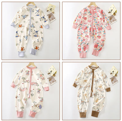 Cartoon Cotton Sleep Sack For Boys, Moisture Wicking Baby Romper Suitable For Spring