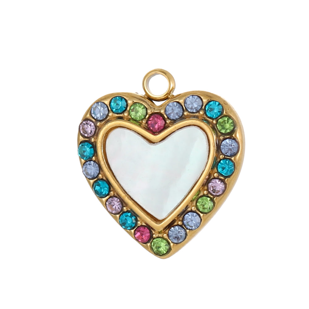 Heart Shape Pendant In 304 Stainless Steel With 14K Real Gold Plated PVD Coating 0.03µm Thickness, 1 Piece