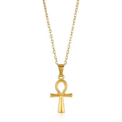 Punk Style Cross Necklace For Men And Women, 18K Real Gold Plated On Durable 304 Stainless Steel