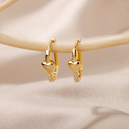 Geometric Waterproof Non Tarnish Earrings For Women, Copper With 18K Real Gold Plated PVD Coating And Zircon Inlay
