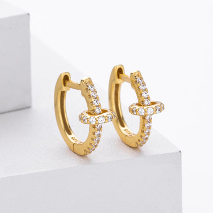 Women’s Circle Earrings In 925 Sterling Silver With 18K Real Gold Plating 0.03µm Featuring Three-Dimensional Zircon Inlay