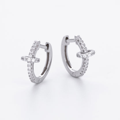 Women’s Circle Earrings In 925 Sterling Silver With 18K Real Gold Plating 0.03µm Featuring Three-Dimensional Zircon Inlay