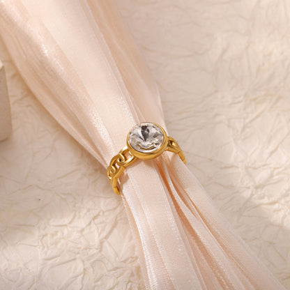 Heart Shape Basic Ring For Women In 304 Stainless Steel With 18K Real Gold Plated Finish, Perfect For Valentine's Day