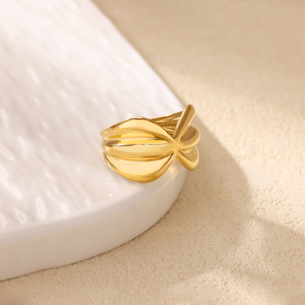 Heart Shape Basic Ring For Women In 304 Stainless Steel With 18K Real Gold Plated Finish, Perfect For Valentine's Day