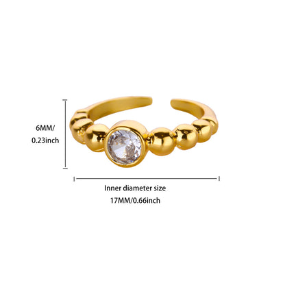 Ball Pattern Open Rings For Women In Copper With 18K Real Gold Plated Finish, Available In Golden