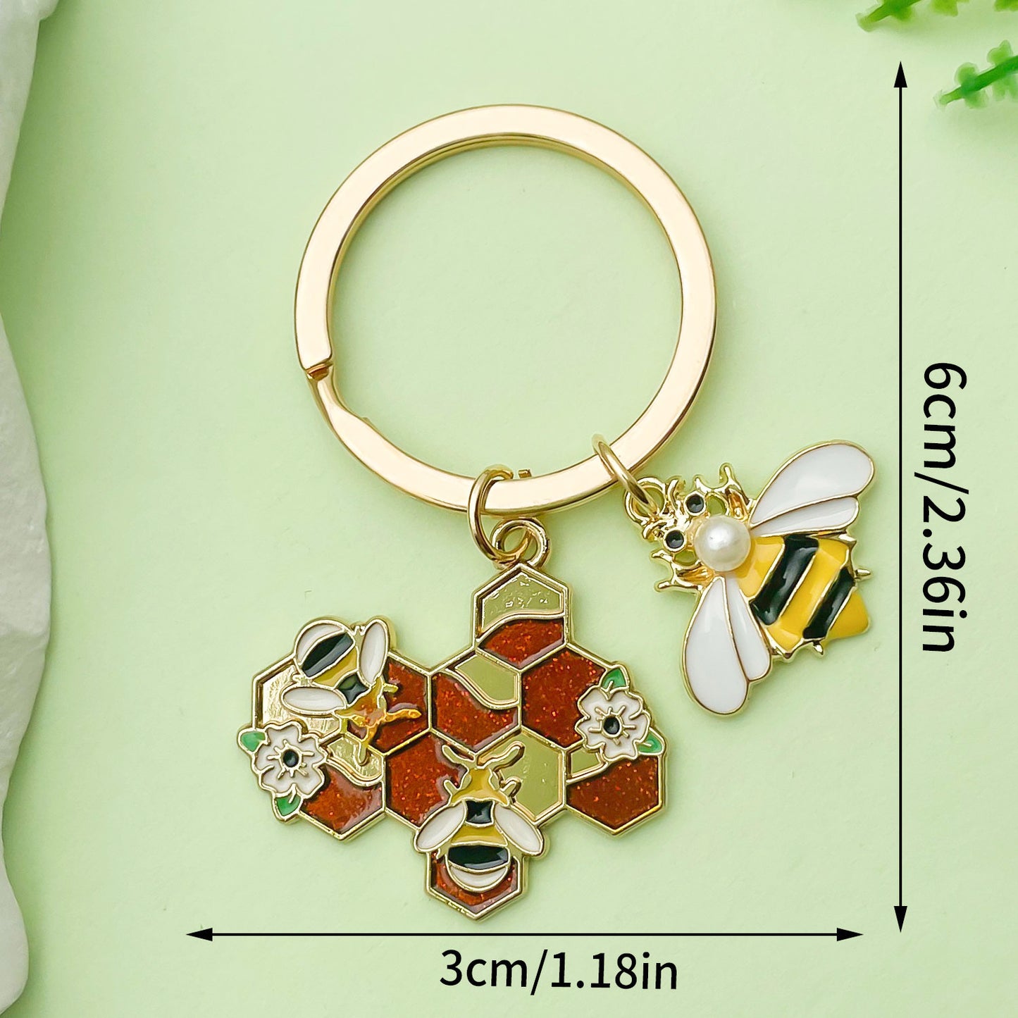 Bee Honeycomb Pendant Featuring A Detailed Bee Pattern In Durable Alloy, Available In Yellow