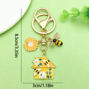 [Yellow Chrysanthemum Bee House Keychain] 3x8.5cm-14.8g-ER1751