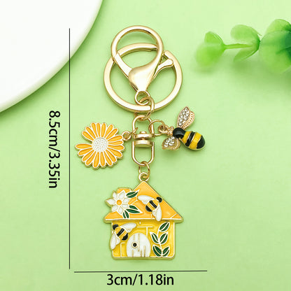 Bee Honeycomb Pendant Featuring A Detailed Bee Pattern In Durable Alloy, Available In Yellow
