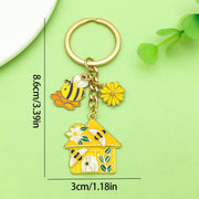 [Yellow Flower Honeycomb Bee House Keychain] 3x8.6cm-10g-ER1747