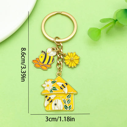 Bee Honeycomb Pendant Featuring A Detailed Bee Pattern In Durable Alloy, Available In Yellow