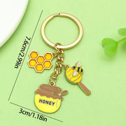 [Yellow Honeycomb Bee Jar Keychain] 3x7.6cm-8.4g-ER1743