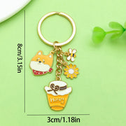 [Yellow Daisy Dog Head Bee Jar Keychain] 3x8cm-10g-ER1741