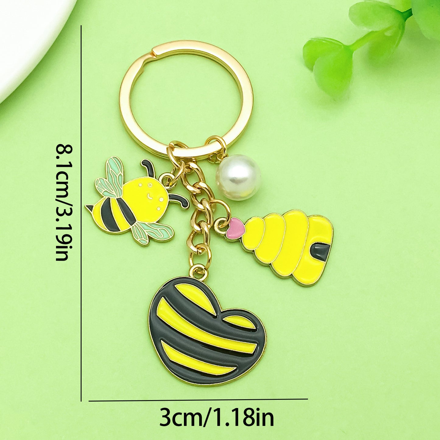 Bee Honeycomb Pendant Featuring A Detailed Bee Pattern In Durable Alloy, Available In Yellow