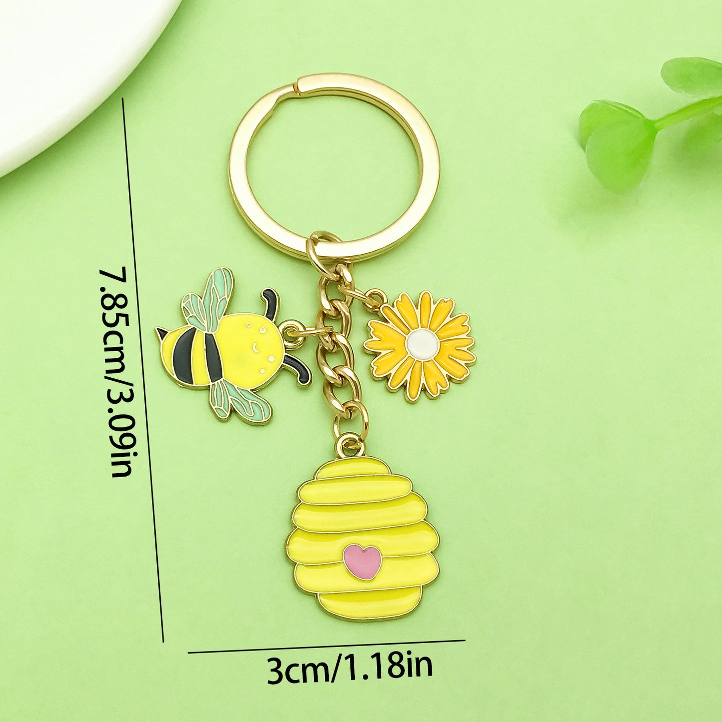 Bee Honeycomb Pendant Featuring A Detailed Bee Pattern In Durable Alloy, Available In Yellow