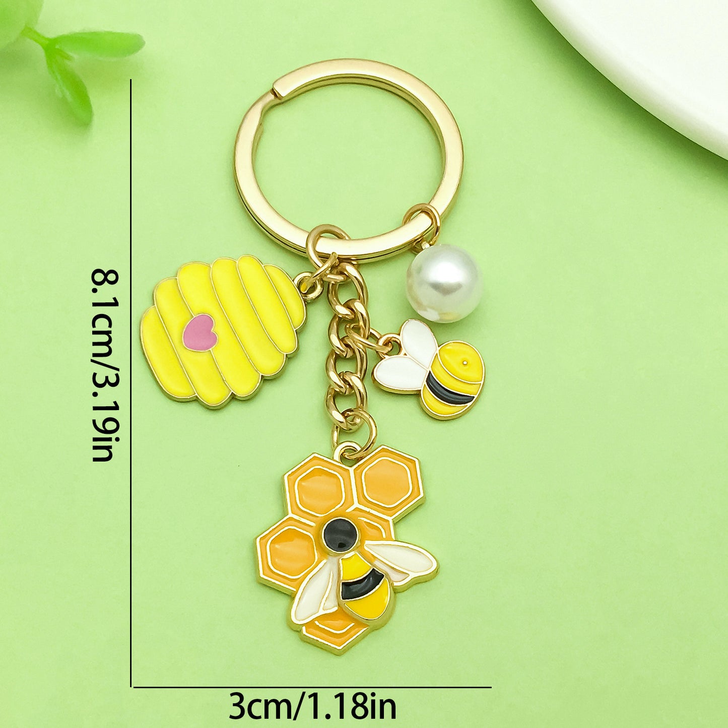Bee Honeycomb Pendant Featuring A Detailed Bee Pattern In Durable Alloy, Available In Yellow