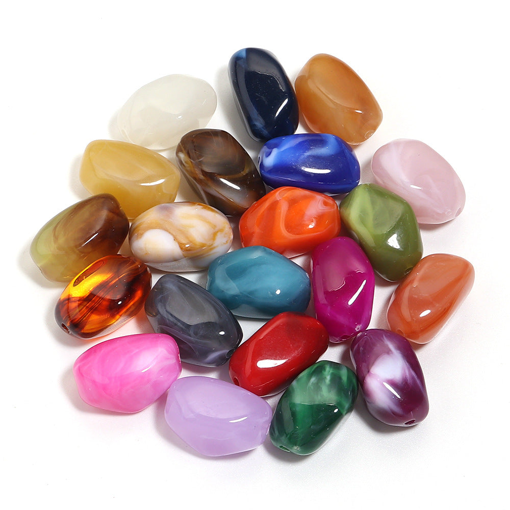 Irregular Two-tone Cloud Beads Large Hole Faux Stone Bracelet Phone Chain DIY Beading Material Kit Light Gray Coffee Color