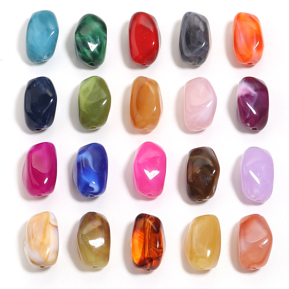 Irregular Two-tone Cloud Beads Large Hole Faux Stone Bracelet Phone Chain DIY Beading Material Kit Light Gray Coffee Color