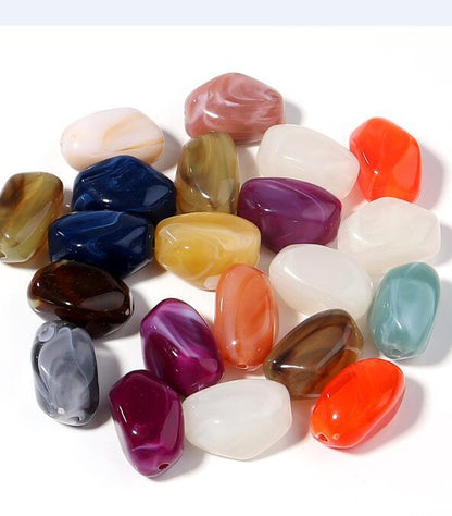 Irregular Two-tone Cloud Beads Large Hole Faux Stone Bracelet Phone Chain DIY Beading Material Kit Light Gray Coffee Color