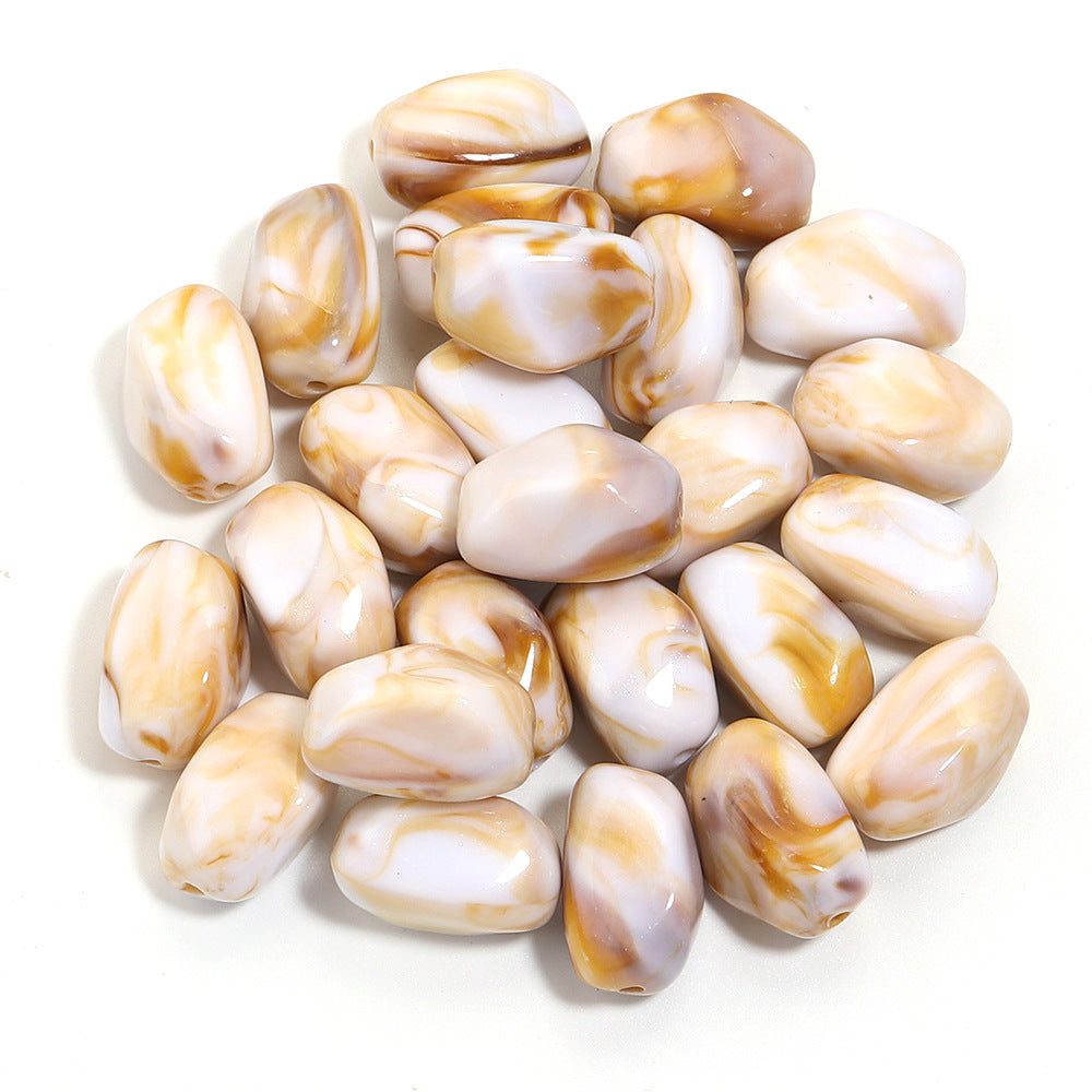 Irregular Two-tone Cloud Beads Large Hole Faux Stone Bracelet Phone Chain DIY Beading Material Kit Light Gray Coffee Color