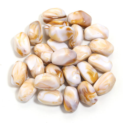 Irregular Two-tone Cloud Beads Large Hole Faux Stone Bracelet Phone Chain DIY Beading Material Kit Light Gray Coffee Color