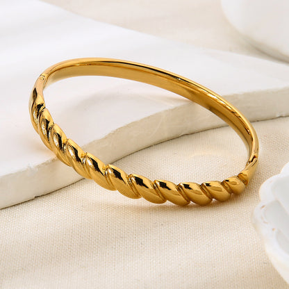 For Women Waterproof Non Tarnish Bangle Featuring 18K Real Gold Plated Electroplated Finish In Golden