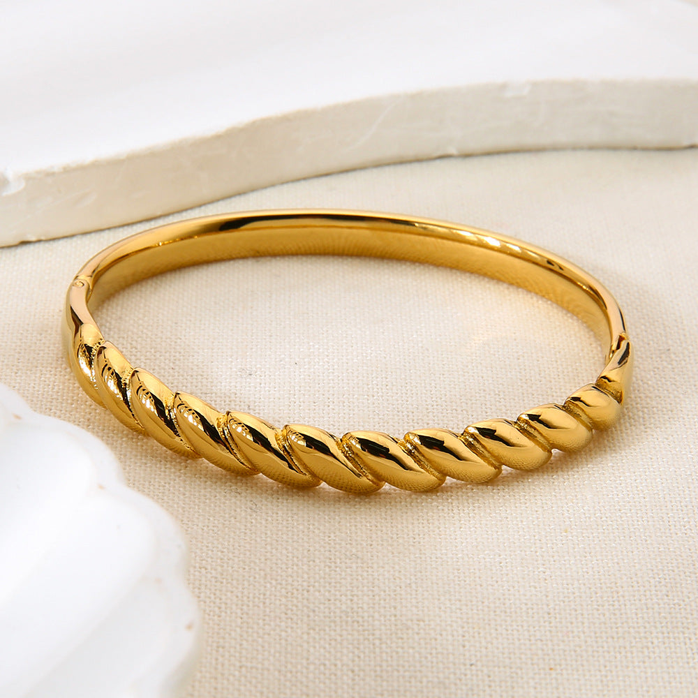 For Women Waterproof Non Tarnish Bangle Featuring 18K Real Gold Plated Electroplated Finish In Golden