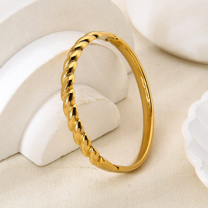 For Women Waterproof Non Tarnish Bangle Featuring 18K Real Gold Plated Electroplated Finish In Golden