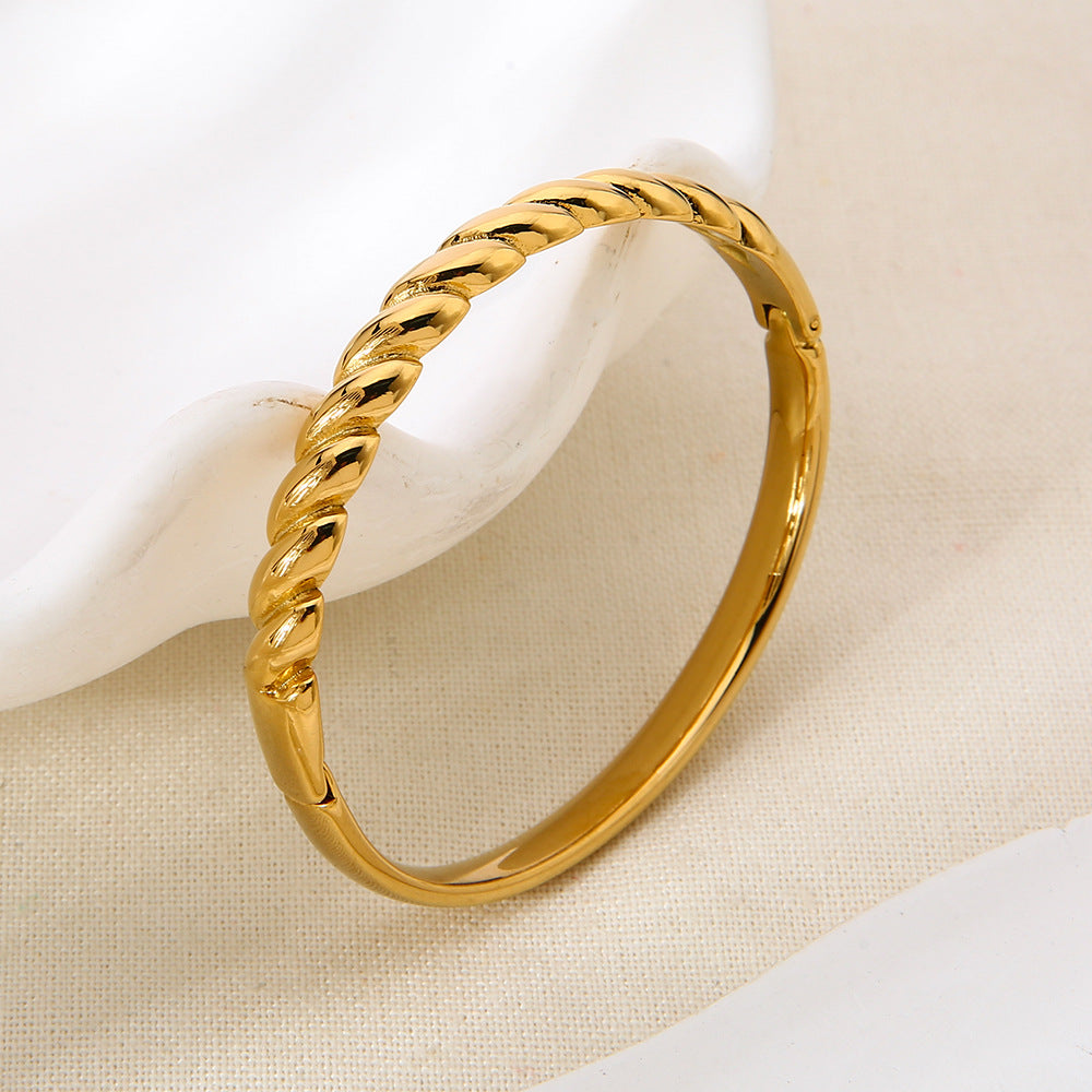 For Women Waterproof Non Tarnish Bangle Featuring 18K Real Gold Plated Electroplated Finish In Golden