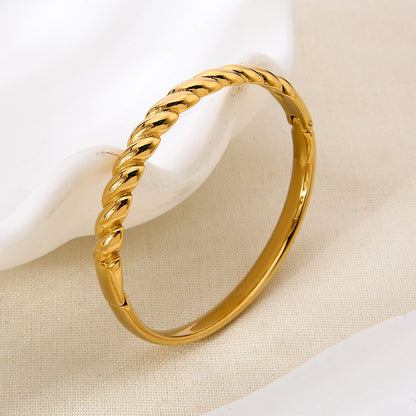 For Women Waterproof Non Tarnish Bangle Featuring 18K Real Gold Plated Electroplated Finish In Golden