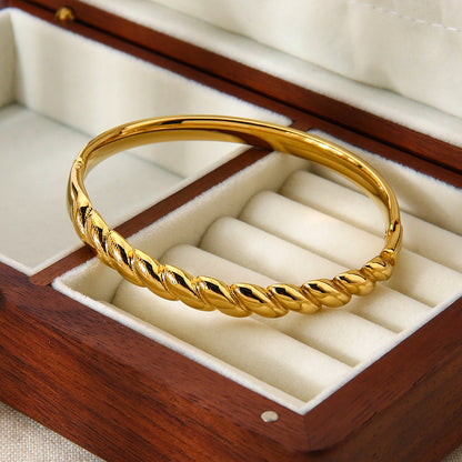 For Women Waterproof Non Tarnish Bangle Featuring 18K Real Gold Plated Electroplated Finish In Golden