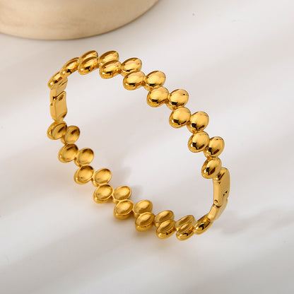 Vintage Style Geometric Asymmetrical Bangle For Women, Electroplated Metal With 18K Real Gold Plated Finish