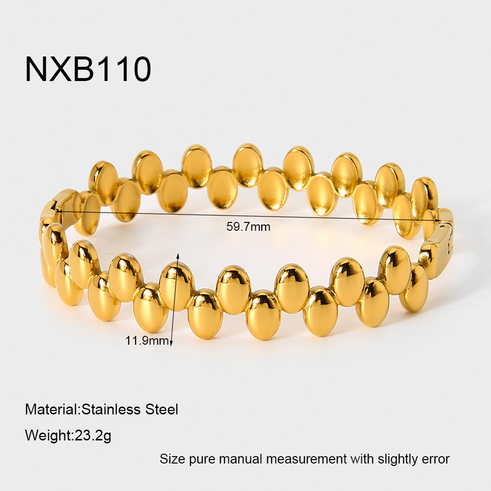 Vintage Style Geometric Asymmetrical Bangle For Women, Electroplated Metal With 18K Real Gold Plated Finish