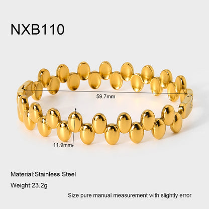 Vintage Style Geometric Asymmetrical Bangle For Women, Electroplated Metal With 18K Real Gold Plated Finish