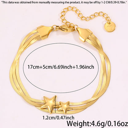 Roman Style Star Bracelet For Super Bowl Featuring 304 Stainless Steel With 18K Real Gold Plated And Stone-Free Inlay