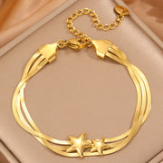 Gold Three-layer Blade Star Bracelet