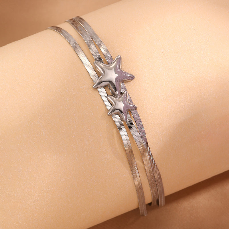 Roman Style Star Bracelet For Super Bowl Featuring 304 Stainless Steel With 18K Real Gold Plated And Stone-Free Inlay