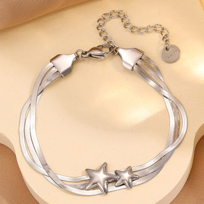 Roman Style Star Bracelet For Super Bowl Featuring 304 Stainless Steel With 18K Real Gold Plated And Stone-Free Inlay