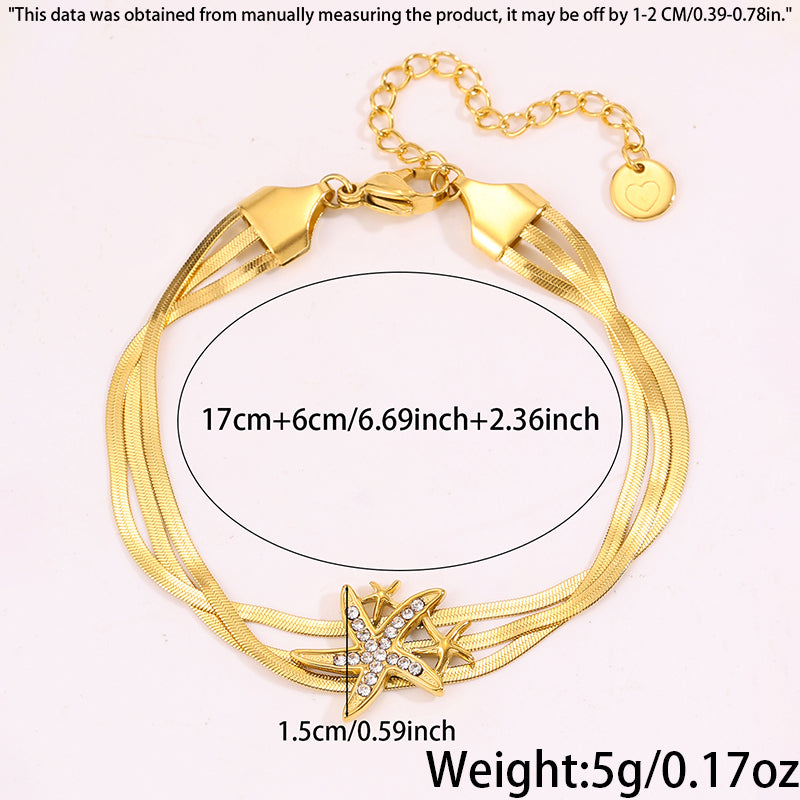 Starfish Bracelet For April Fools Featuring Style In 304 Stainless Steel With 18K Real Gold Plated And Stone-Free Inlay