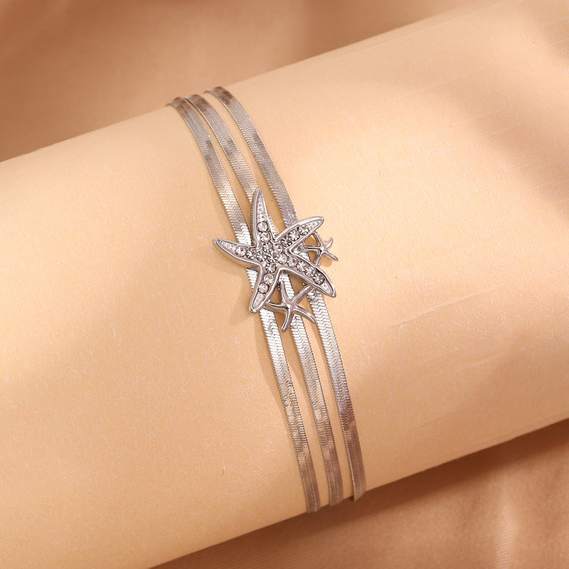 Starfish Bracelet For April Fools Featuring Style In 304 Stainless Steel With 18K Real Gold Plated And Stone-Free Inlay