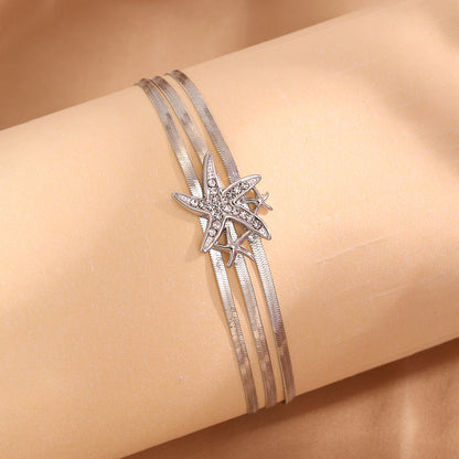 Starfish Bracelet For April Fools Featuring Style In 304 Stainless Steel With 18K Real Gold Plated And Stone-Free Inlay