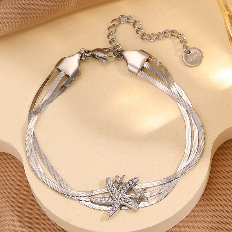 Starfish Bracelet For April Fools Featuring Style In 304 Stainless Steel With 18K Real Gold Plated And Stone-Free Inlay