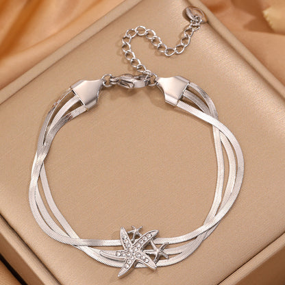 Starfish Bracelet For April Fools Featuring Style In 304 Stainless Steel With 18K Real Gold Plated And Stone-Free Inlay